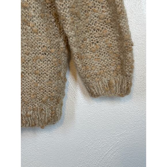 VTG Hand Knit J H Collections Sweater M Tan 1/2 Sleeves Wool Blend Classy Clean - Picture 7 of 14